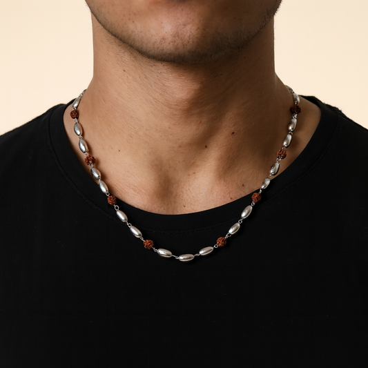 Rudraksha Silver Bead Mala