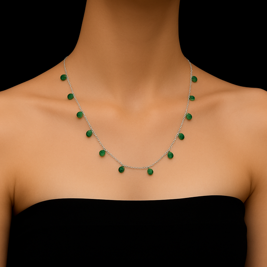 Emerald Green Stone Drop Chain