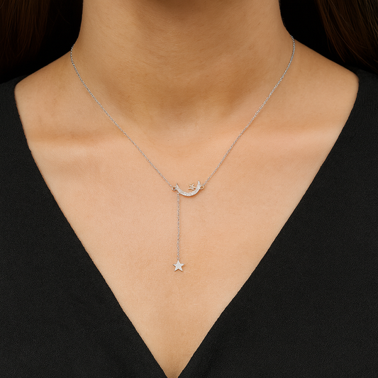 Moon Star Silver Necklace