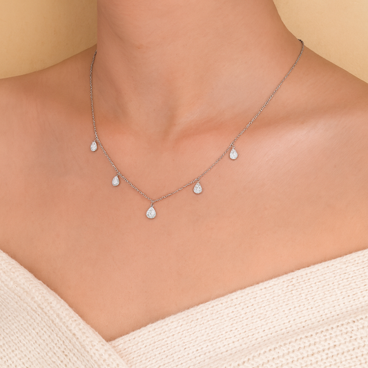 Teardrop Charm Silver Necklace