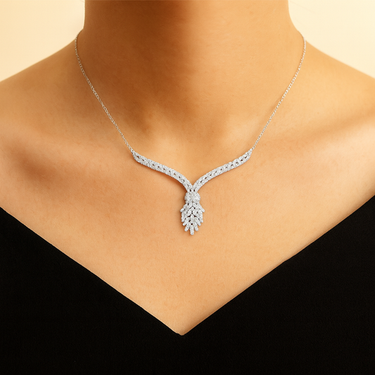 Elegant Silver Diamond Necklace