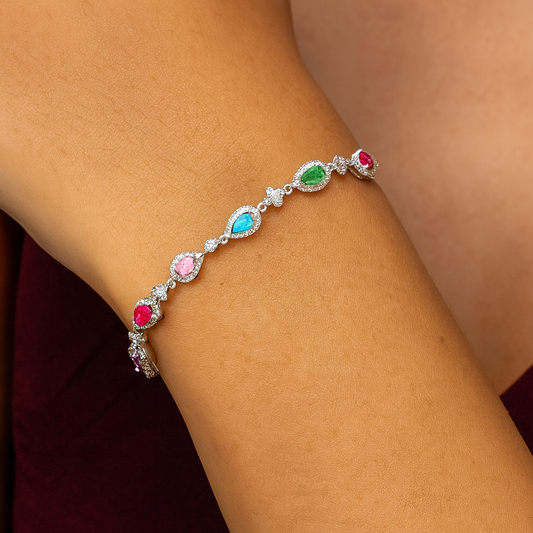 Pink Rope Triangular Charm Bracelet