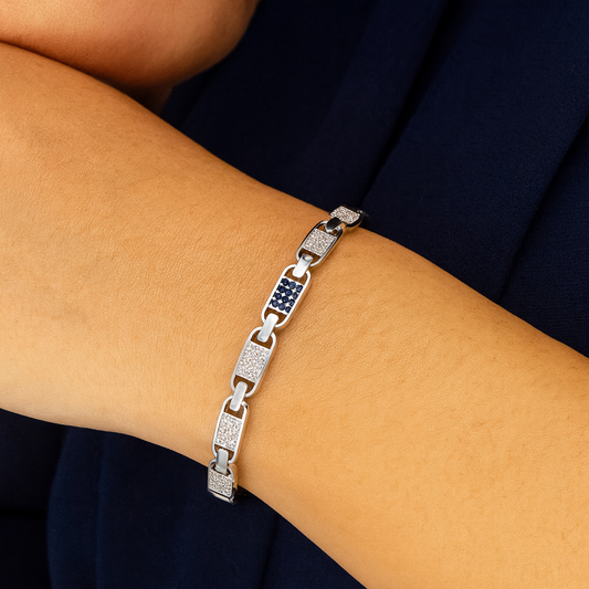 Double Heart CZ Adjustable Bracelet