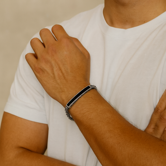 Hammered Link Silver Bracelet