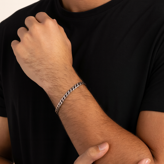 Flat Rope Silver Bracelet