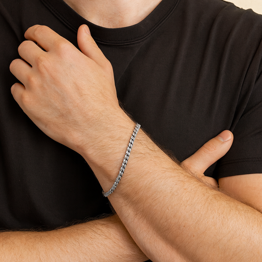 Dual Link Designer Silver Men's Bracelet