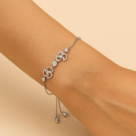 Wave Pattern CZ Designer Bracelet