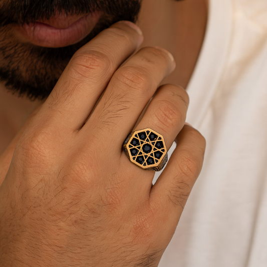 Octagon Star Shield Ring