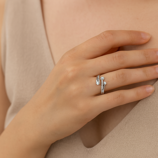 Silver Zircon Wrap Finger Ring