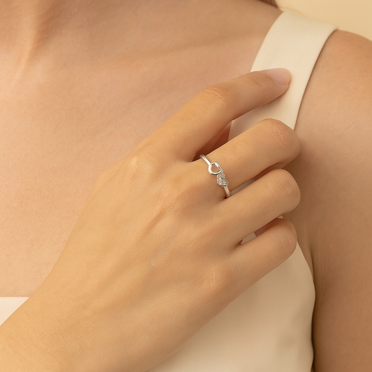 Double Heart Silver Finger Ring
