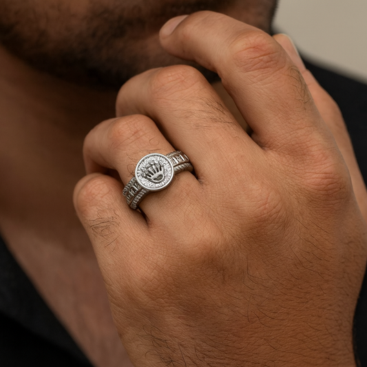Crown Emblem Statement Ring