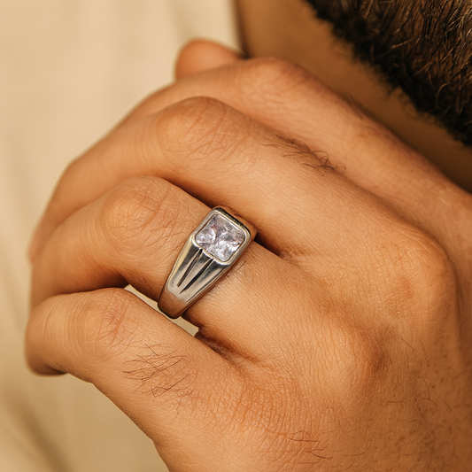 Square Solitaire Ring for Men