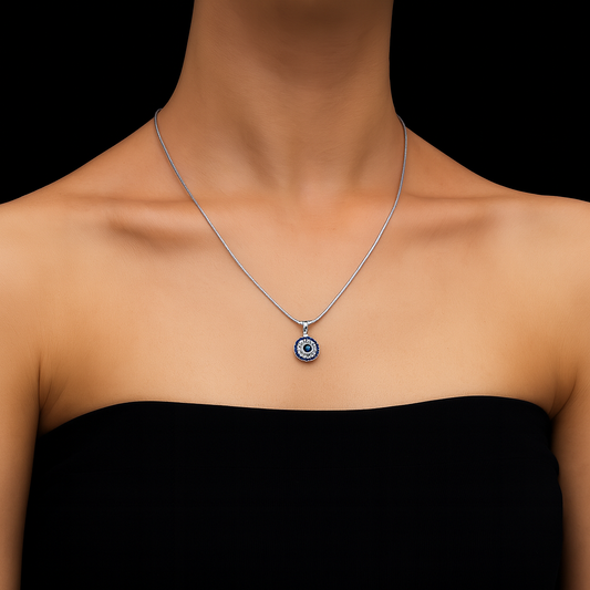 Blue Evil Eye Pendant Set