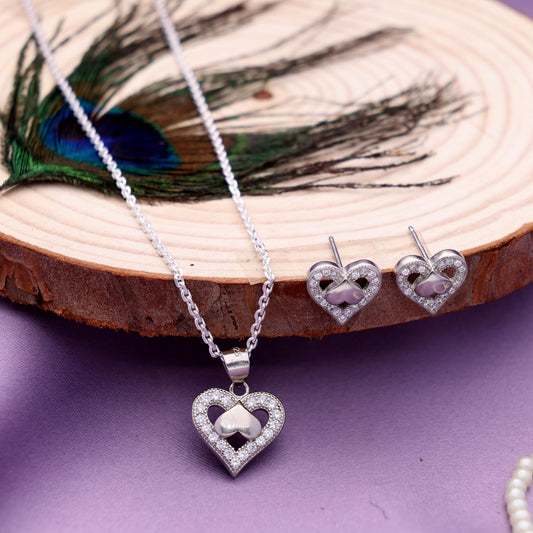 Double Heart Pendant Set