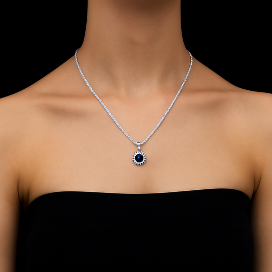 Royal Blue Sunburst Pendant Set