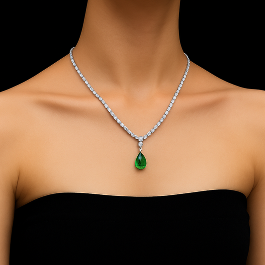 Emerald Drop Necklace Set