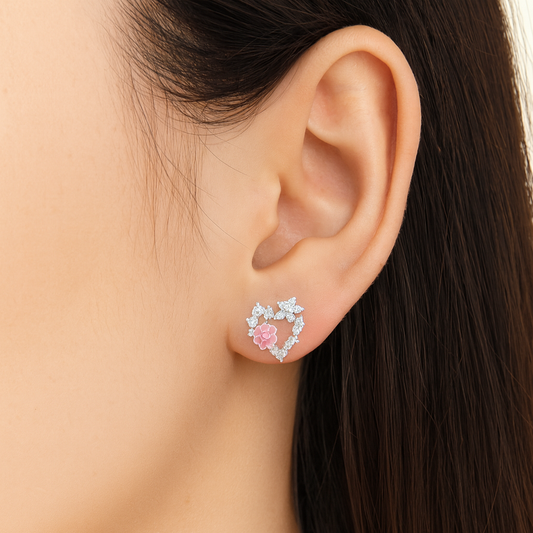 Flora Heart Sparkle Studs