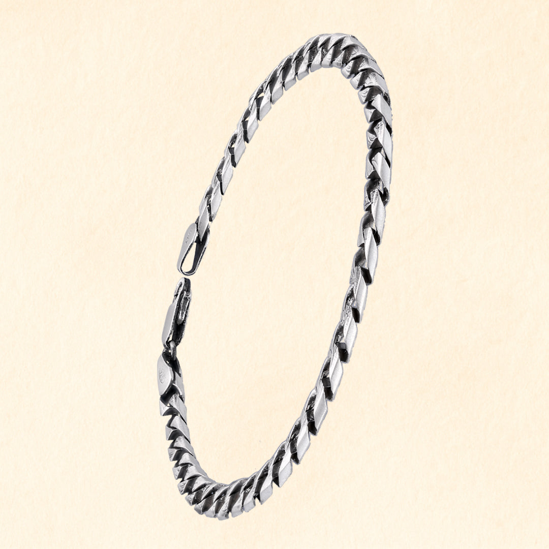 Flat Rope Silver Bracelet