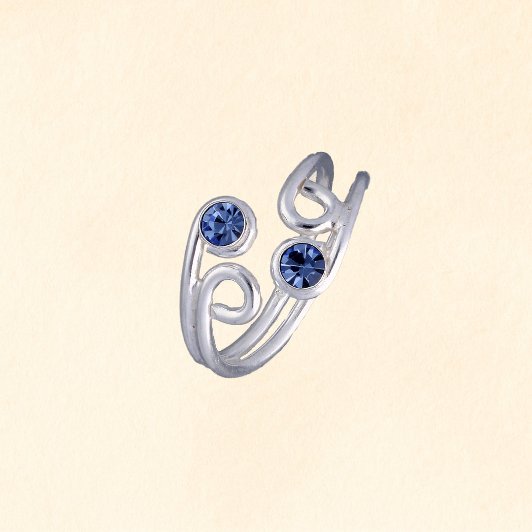 Triple Swirl Stone Toe Ring