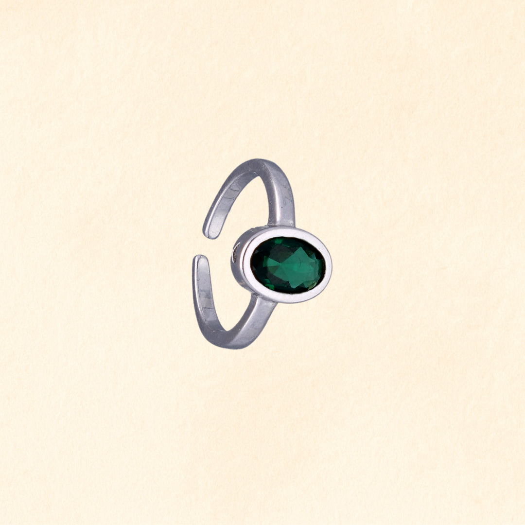 Green Oval Gem Toe Ring