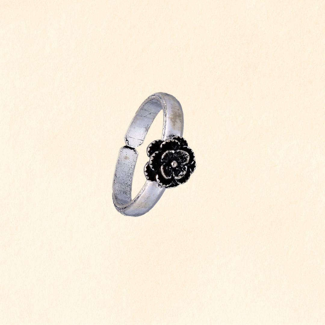 Rose Bloom Silver Toe Ring