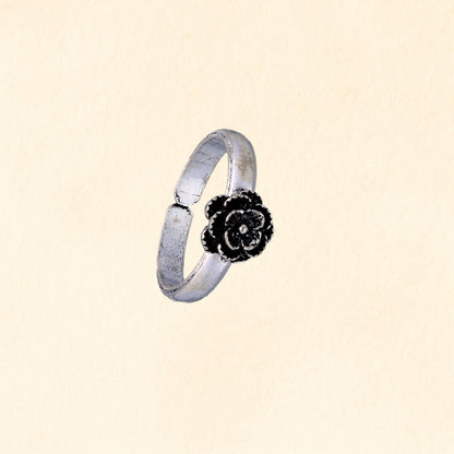 Rose Bloom Silver Toe Ring