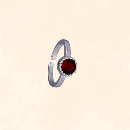 Adjustable Toe Ring with Red Stone