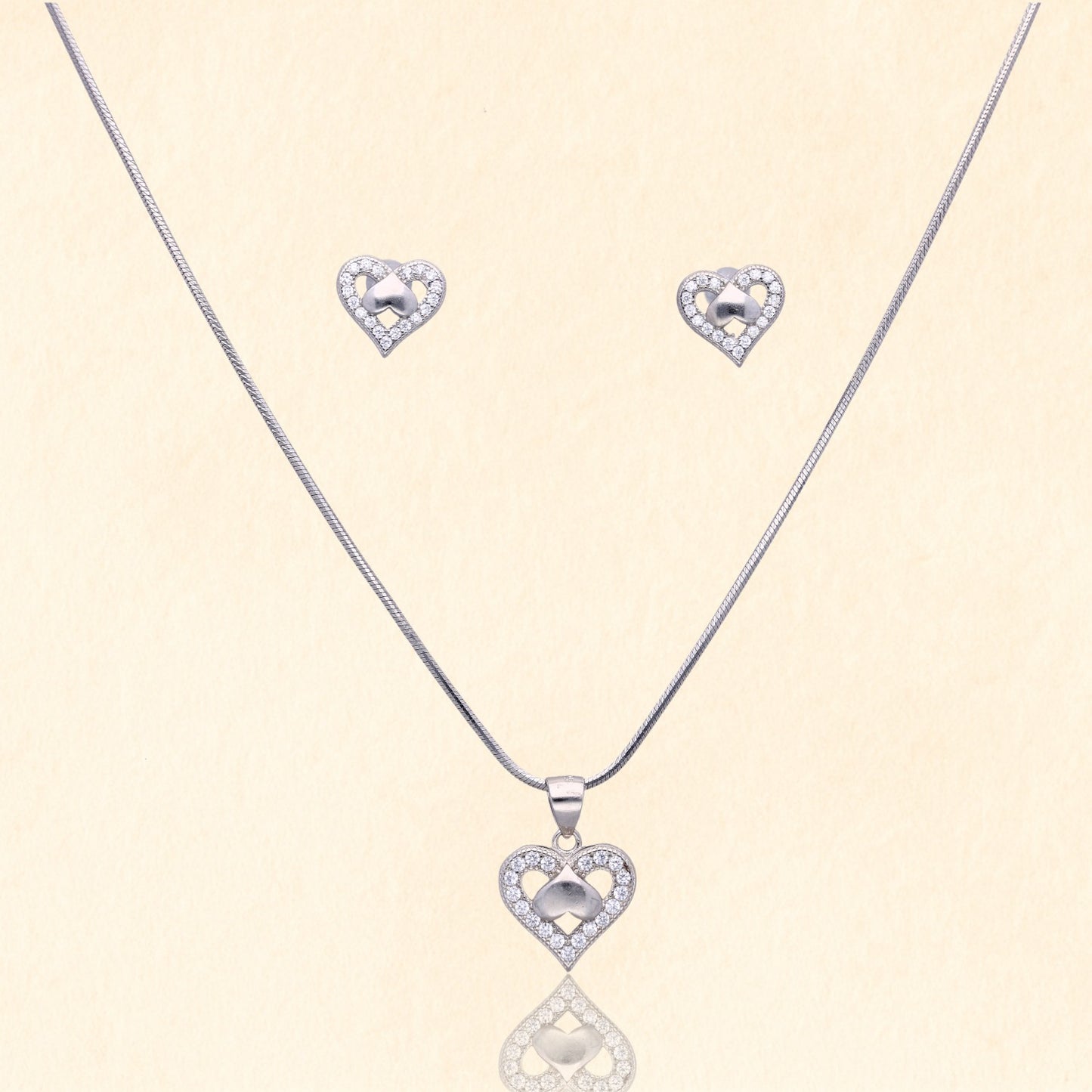 Double Heart Pendant Set