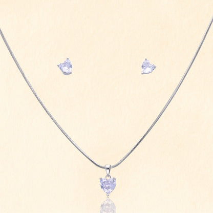 Lavender Solitaire Heart Pendant Set