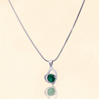 Green Crystal Heart Pendant Set