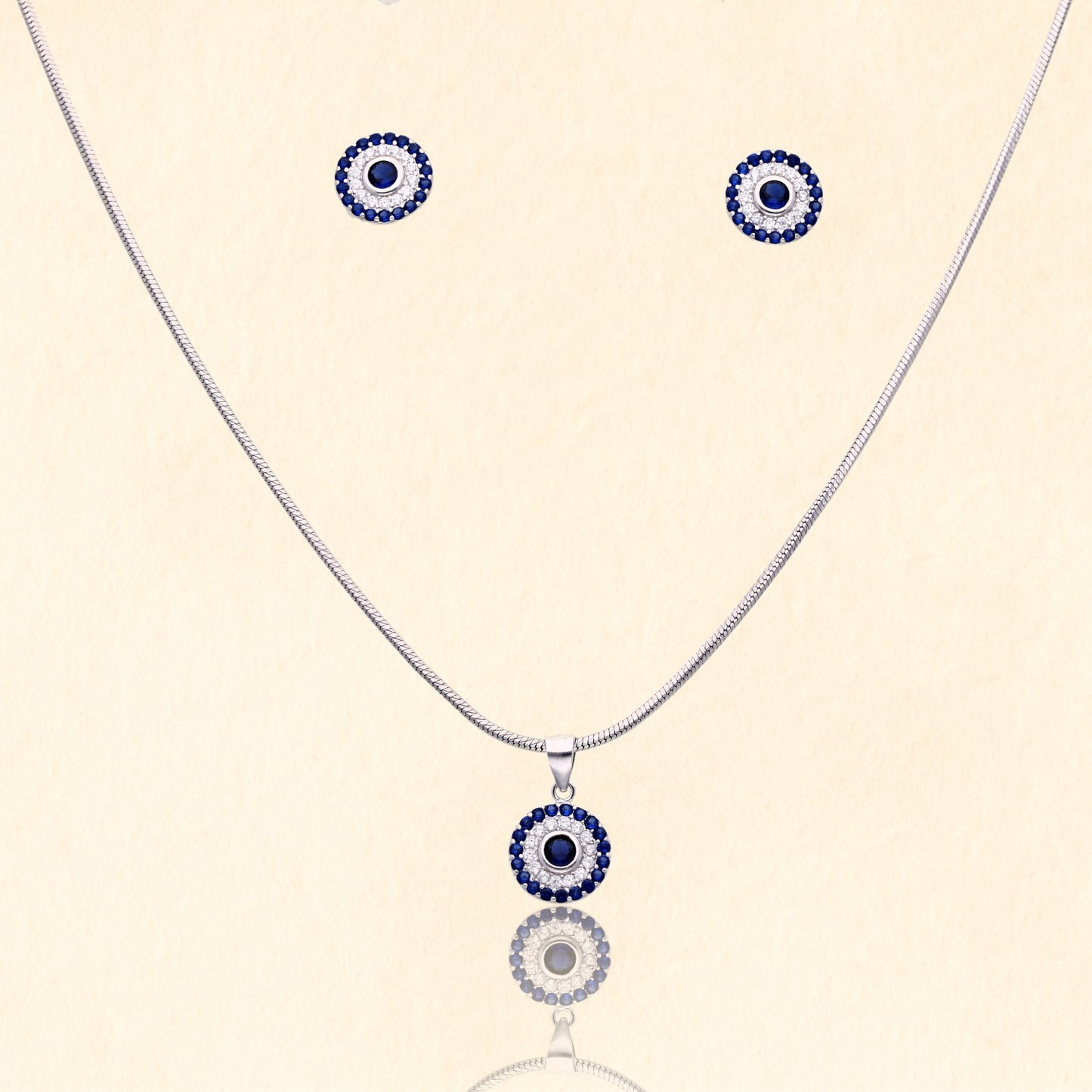 Blue Evil Eye Pendant Set