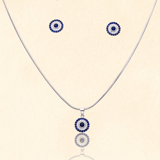 Blue Evil Eye Pendant Set