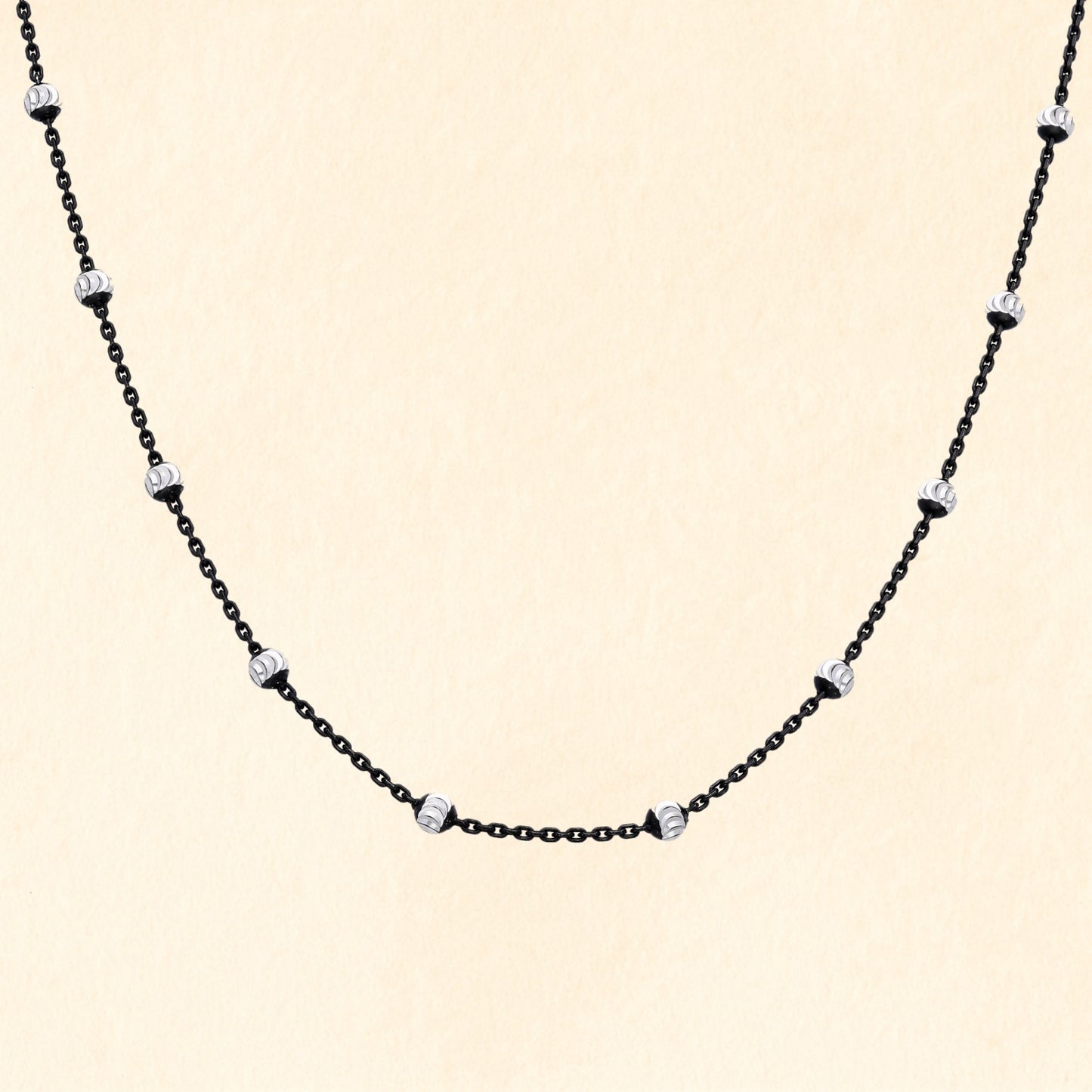 Black Bead CZ Stone Mangalsutra Chain