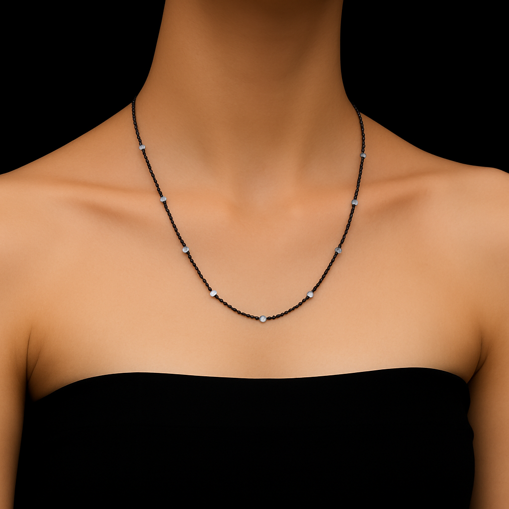 Black Bead CZ Stone Mangalsutra Chain