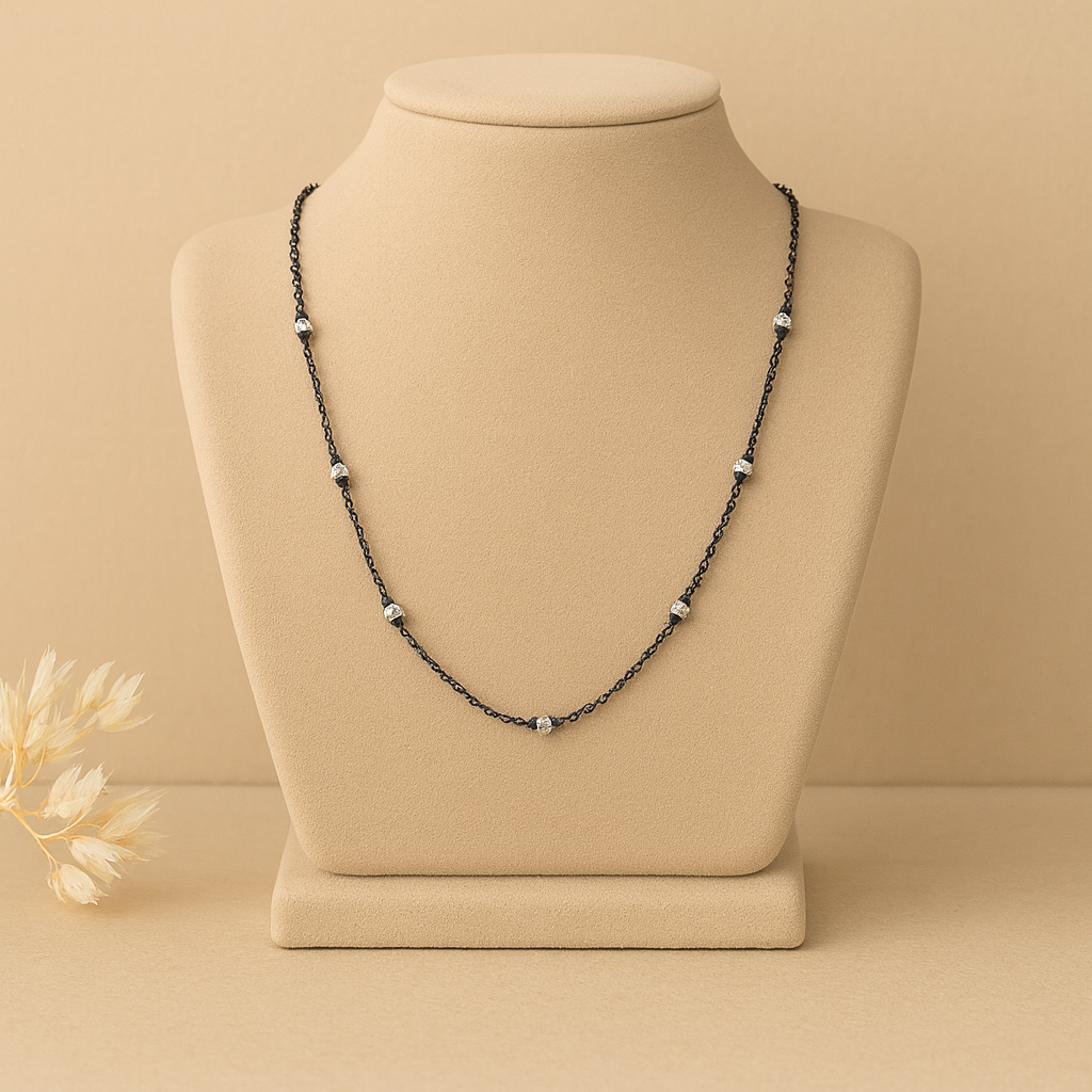 Black Bead CZ Stone Mangalsutra Chain