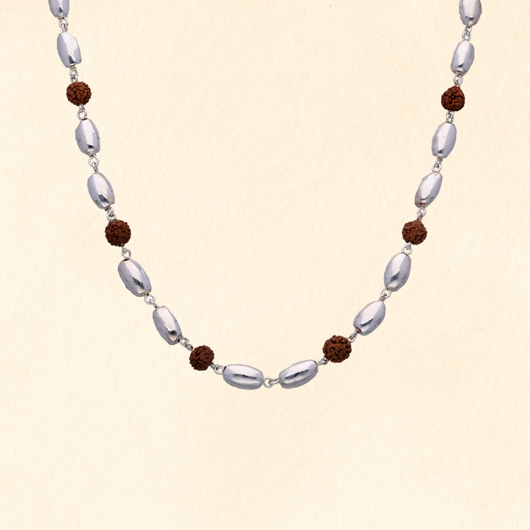 Rudraksha Silver Bead Mala