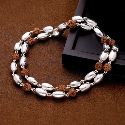 Rudraksha Silver Bead Mala