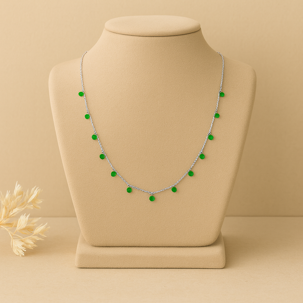 Emerald Green Stone Drop Chain
