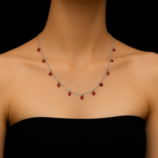 Ruby Stone Drop Chain