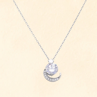 Moon & Solitaire Pendant Chain