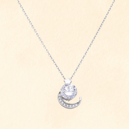 Moon & Solitaire Pendant Chain