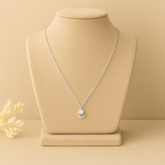 Moon & Solitaire Pendant Chain