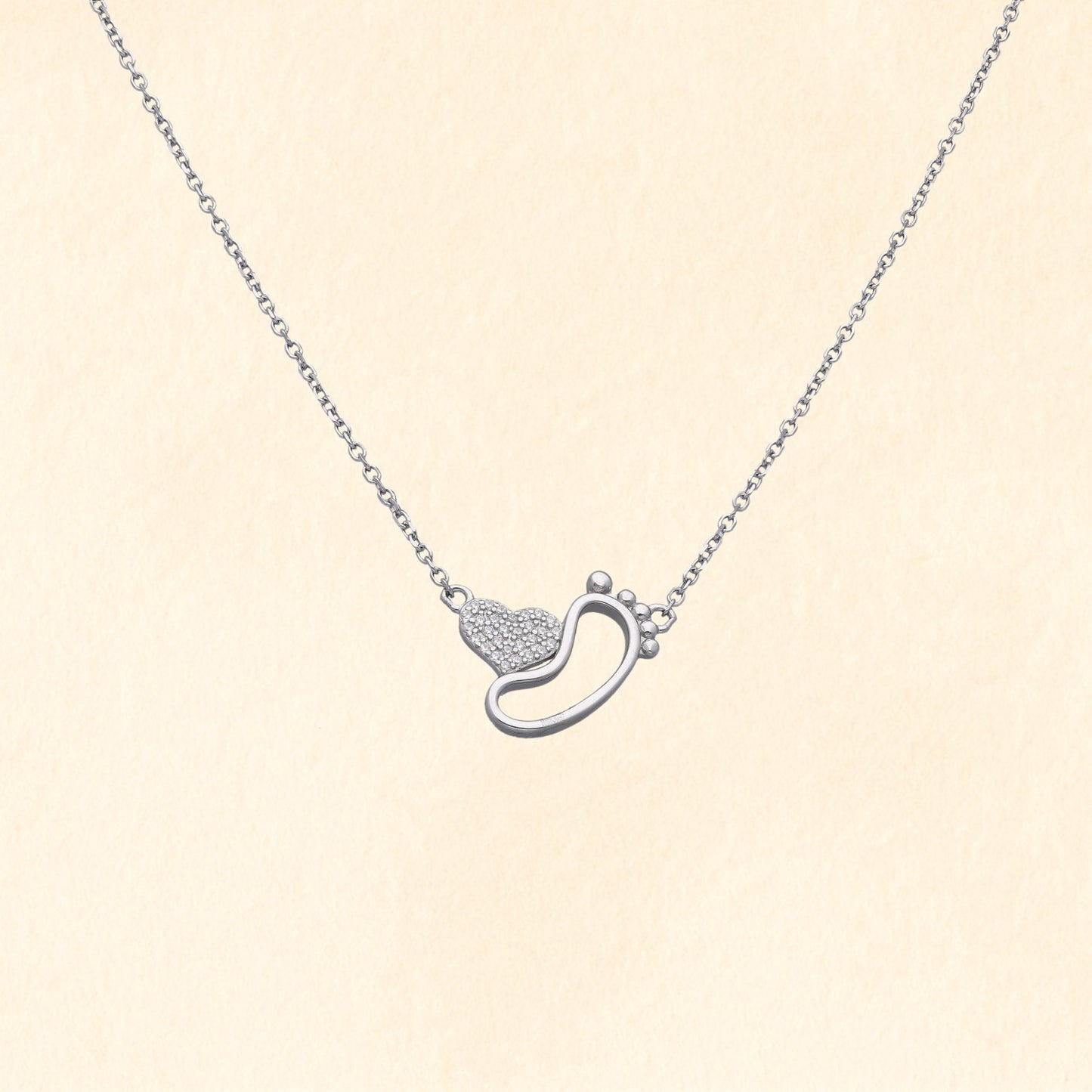 Heart Footprint Silver Pendant
