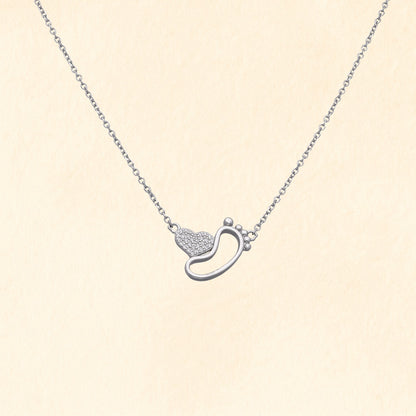 Heart Footprint Silver Pendant