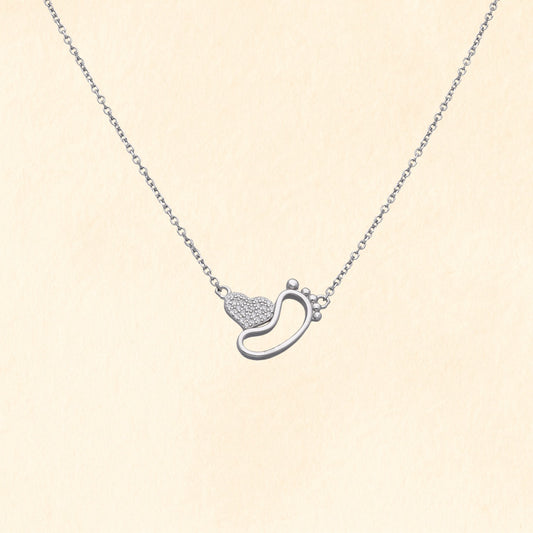 Heart Footprint Silver Pendant