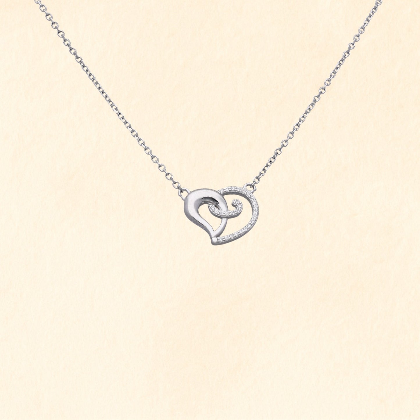 Double Heart Silver Pendant