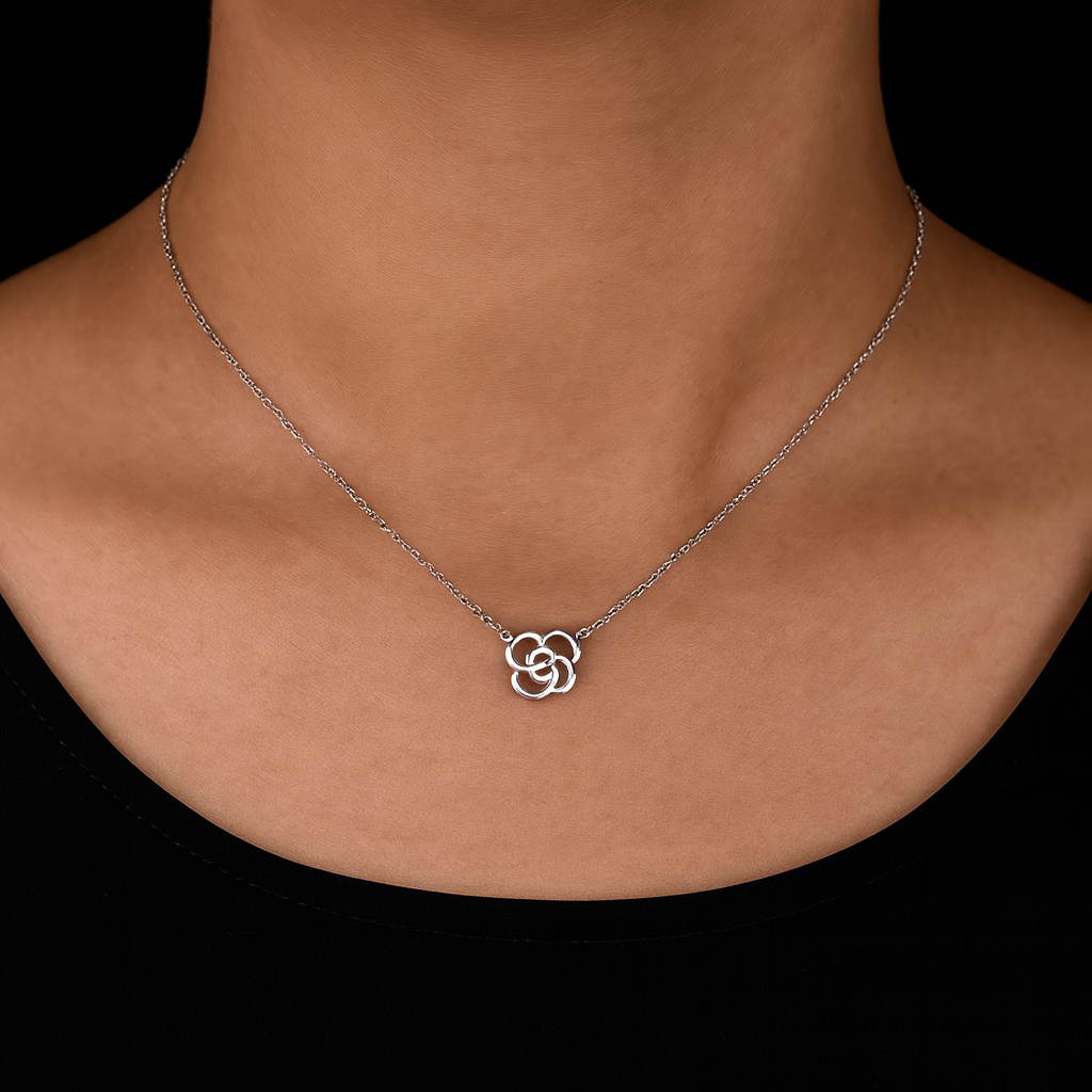 Delicate Rose Silver Pendant