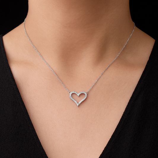 Sparkling Heart Silver Pendant