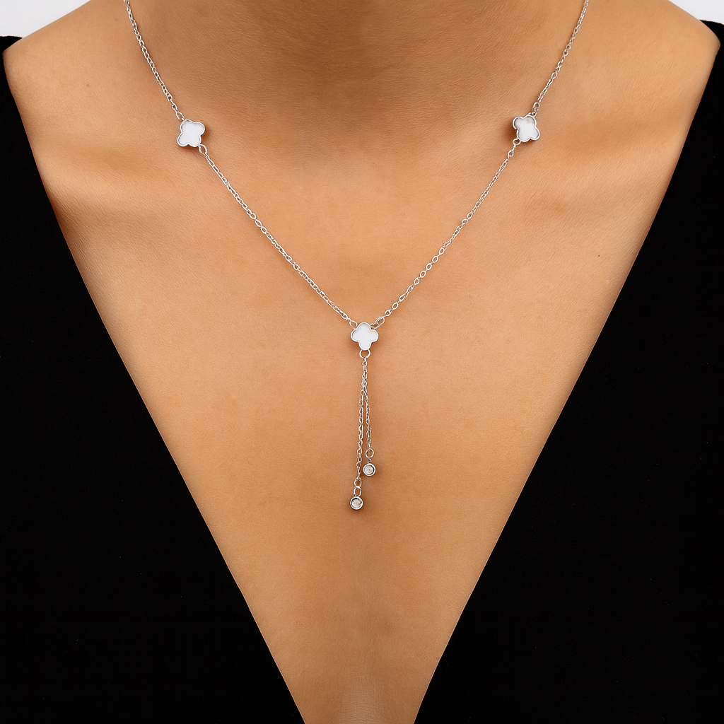 Clover Charm Silver Necklace