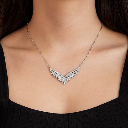 Floral Sparkle Silver Necklace